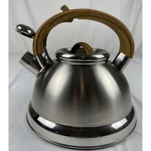 BALDUZZI STAINLESS STEEL WHISTLING TES KETTLE ITALIAN STYLE WOOD HANDLE INDUCTIO